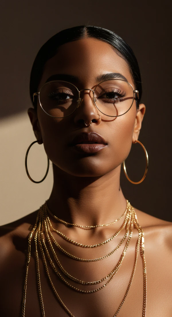 Elegant Portrait with Gold Accessories