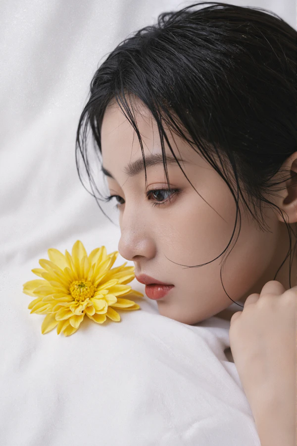 Serene Reflection with Yellow Flower