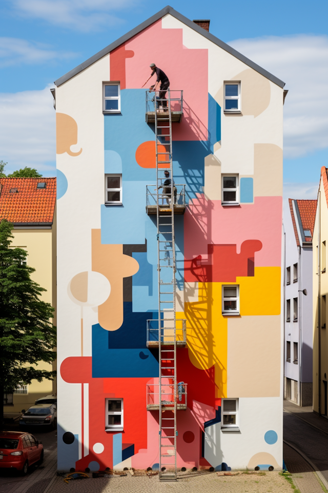 Vibrant Puzzle Mural on Urban Canvas