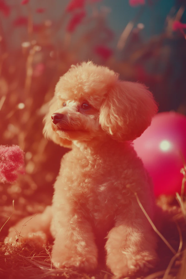 Fluffy Poodle in Warm Lighting