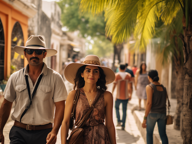 Sunlit Stroll in a Historical Town