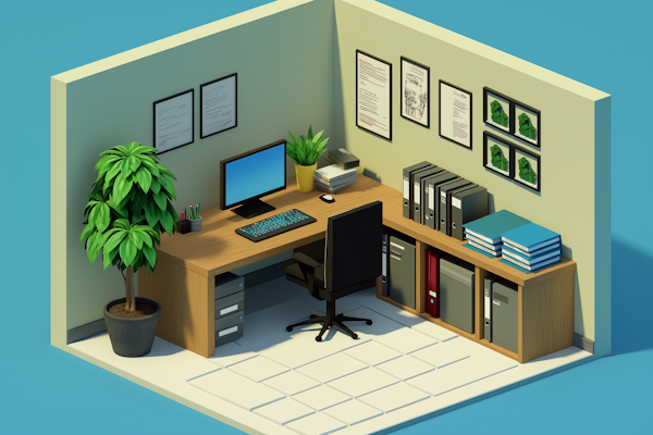 Tranquil 3D Modeled Office Space