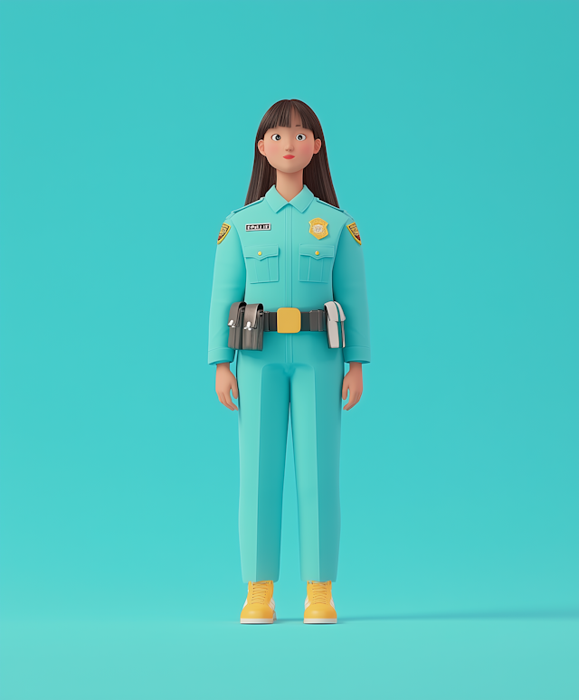 Stylized Female Police Officer Character