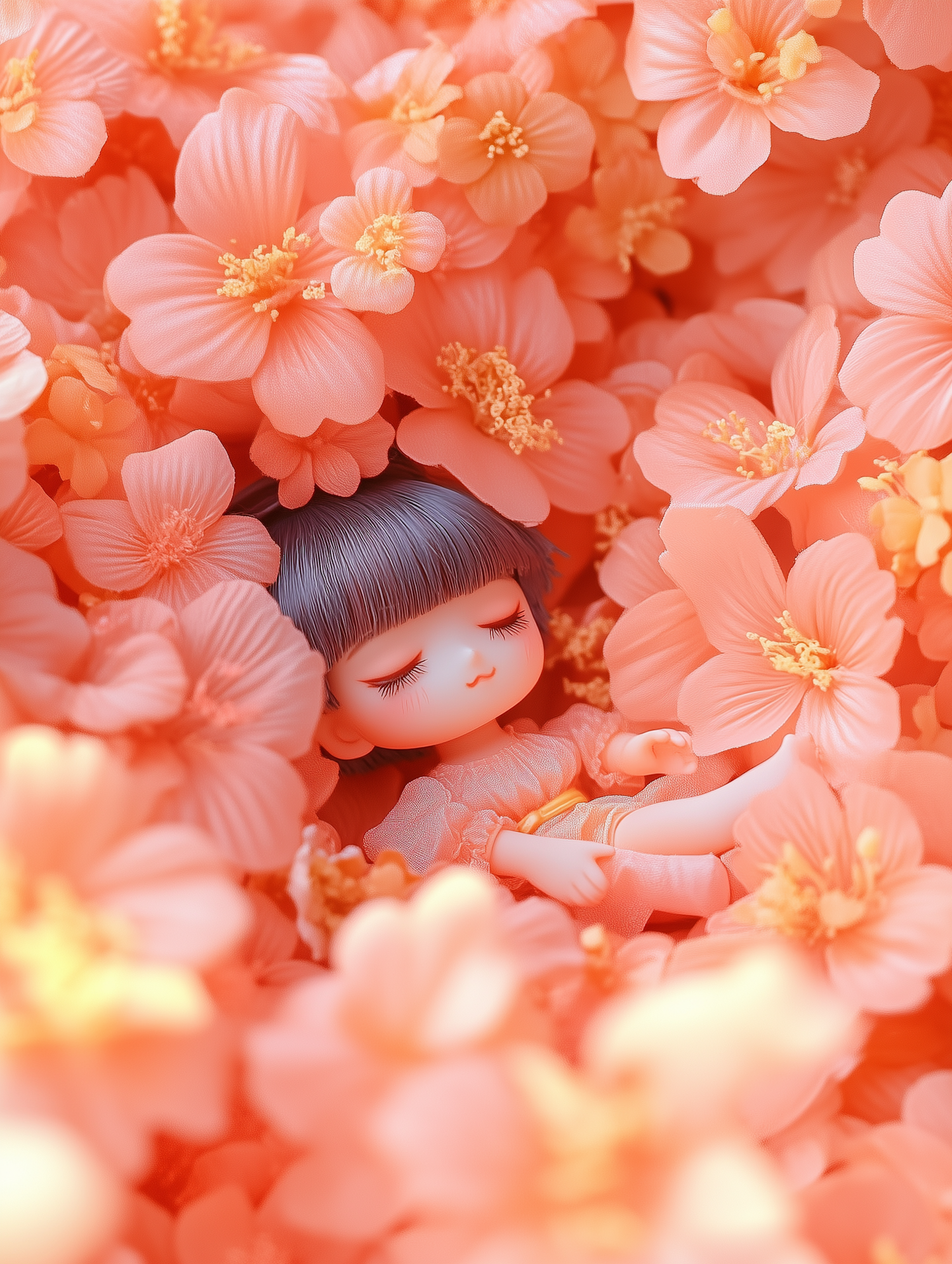 Doll in Peach Flowers