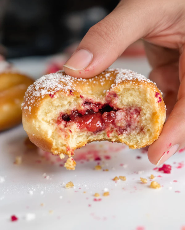 Hand Holding Jam Doughnut