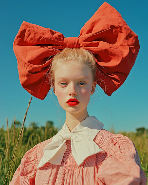 Woman with Red Bow