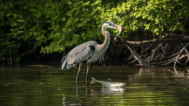 Heron with Fish