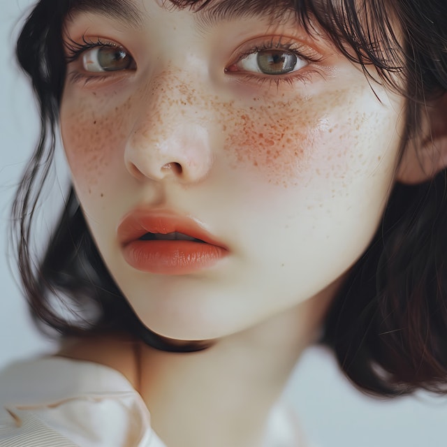 Close-up of Young Woman with Freckles