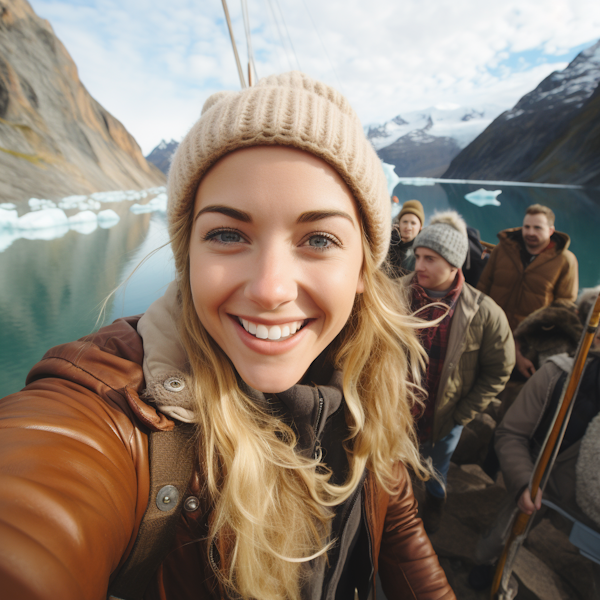 Joyful Explorer Selfie in Icy Terrain