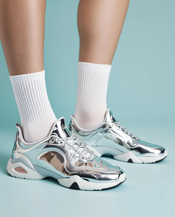 Futuristic Silver Sneakers