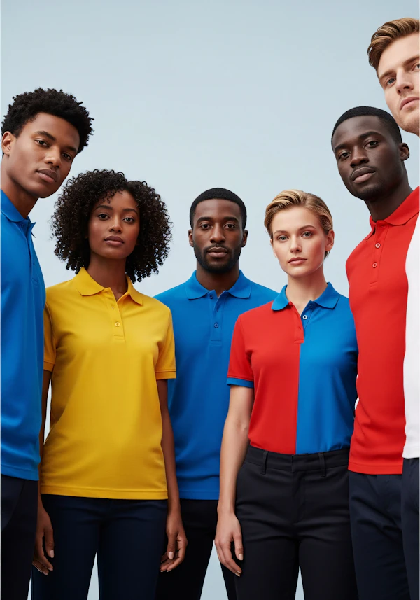 Team in Vibrant Polos