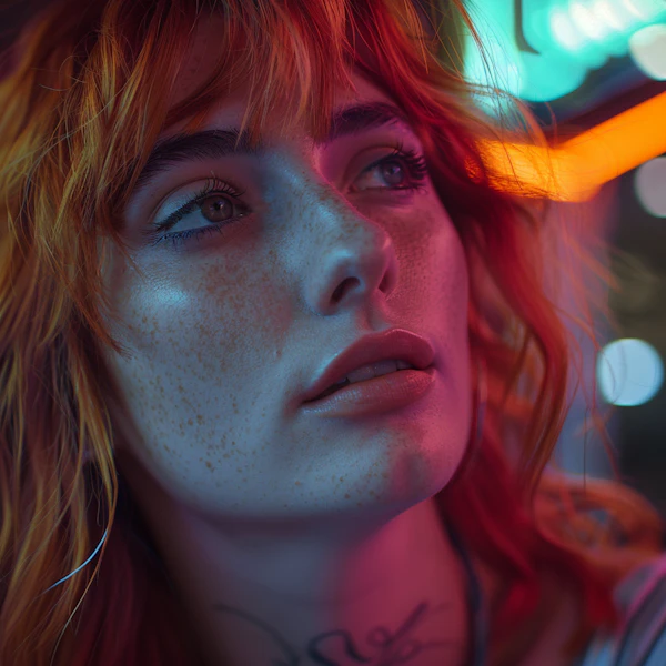 Contemplative Woman in Cinematic Lighting