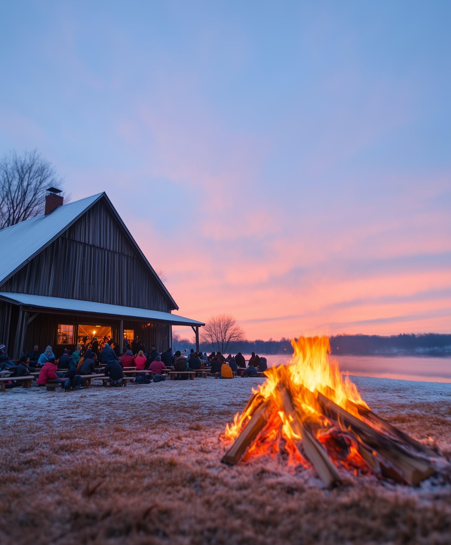 Serene Outdoor Gathering at Sunset