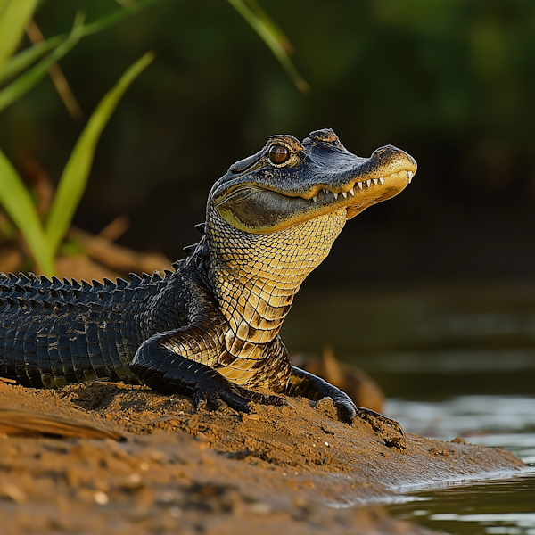 Contemplative Juvenile Alligator at Dusk