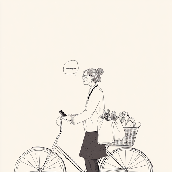 Contemplative Woman with Bicycle