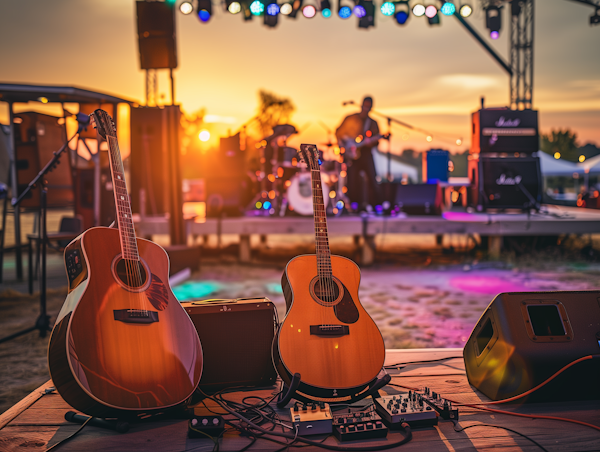 Sunset Outdoor Concert with Acoustic Guitars