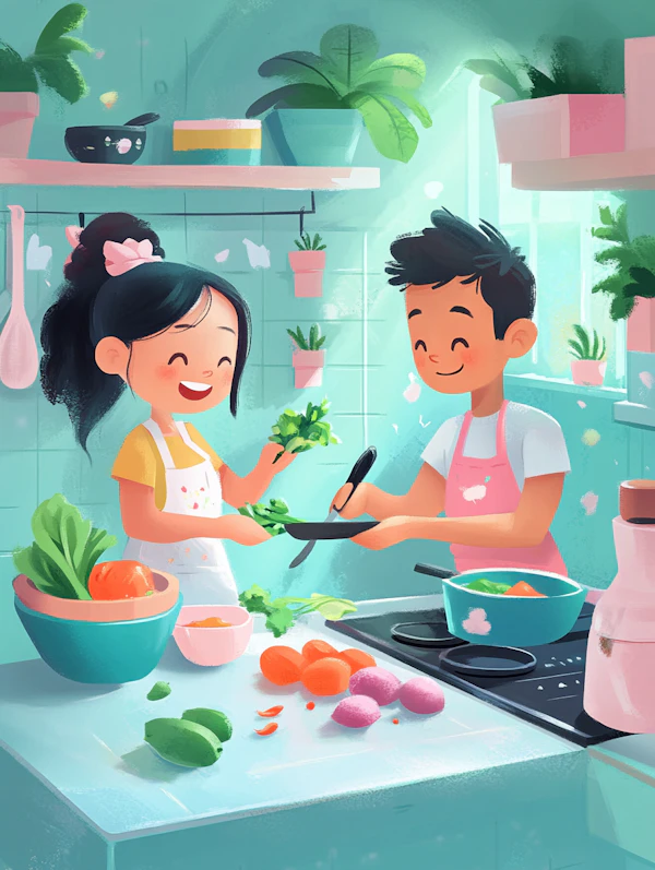 Cheerful Cooking Scene