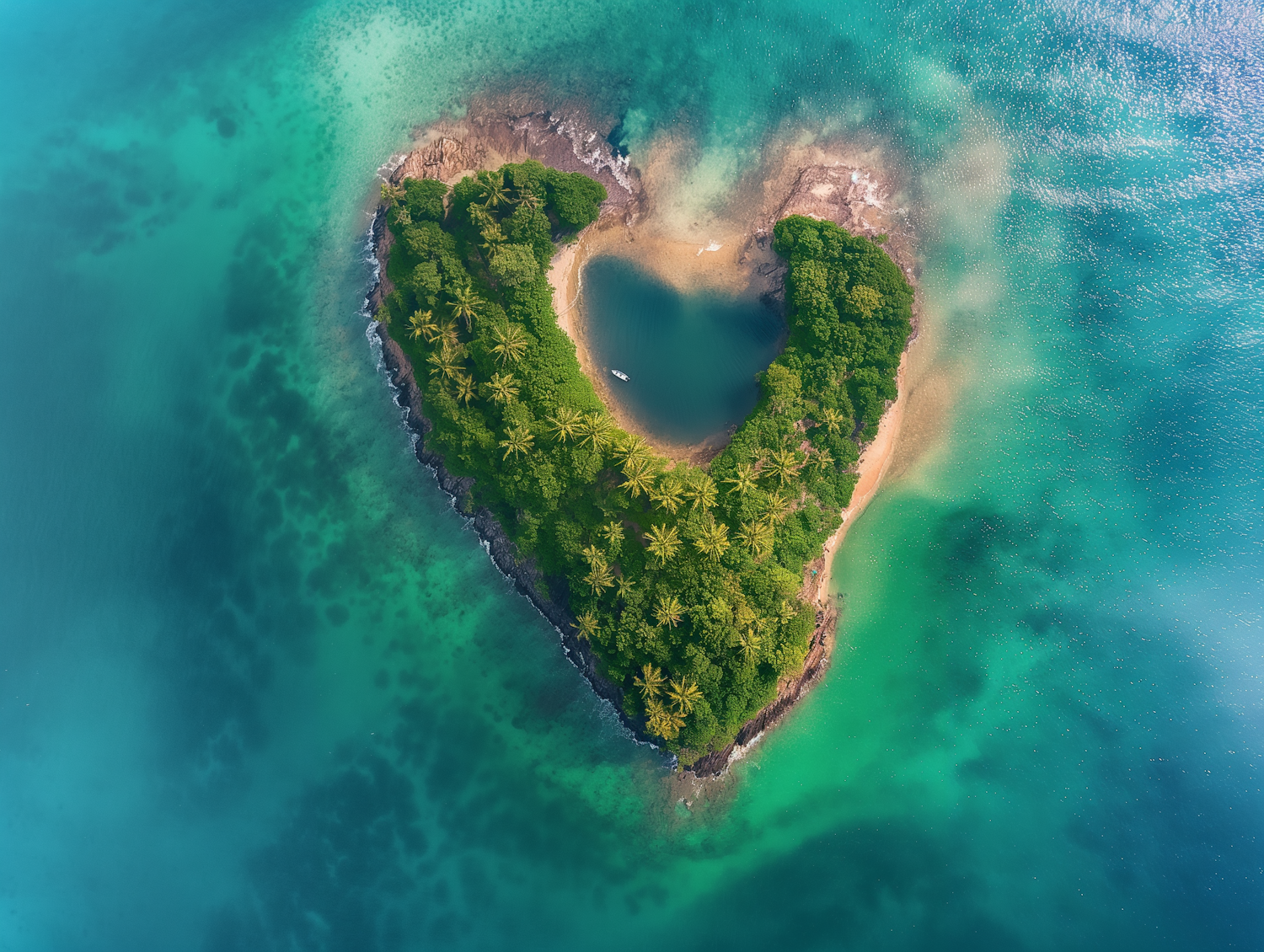 Heart-shaped Island from Above