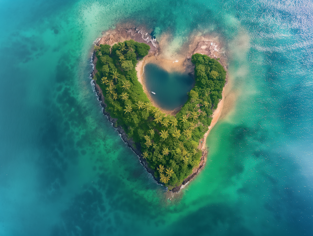 Heart-shaped Island from Above