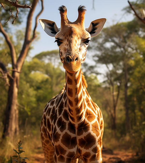 Serenity in the Savanna: A Majestic Giraffe Portrait