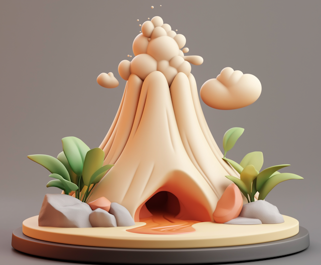 Whimsical 3D Volcano