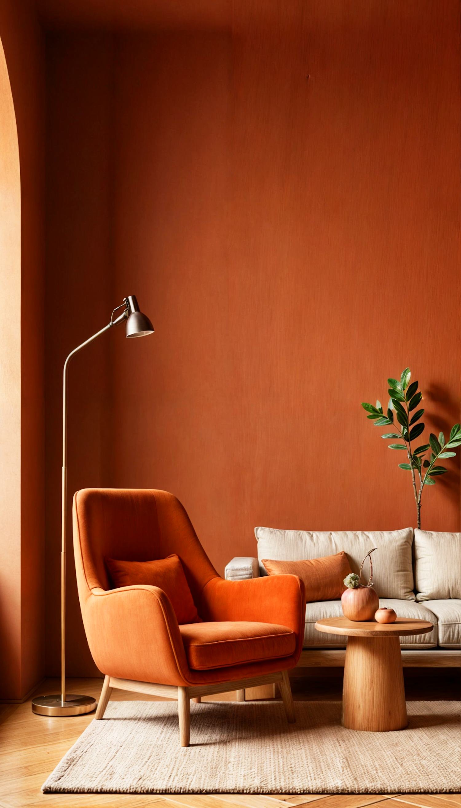 Cozy Interior with Orange Armchair