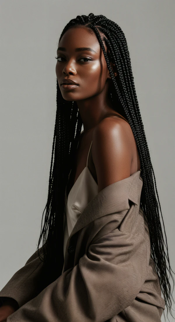 Elegant Woman with Braided Hair