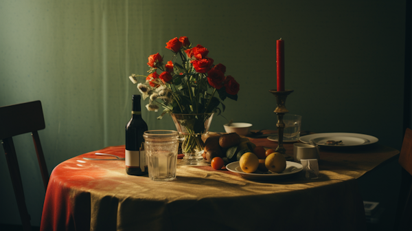 Tranquil Still Life with Red Roses