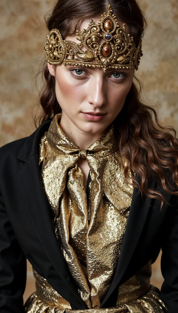 Regal Portrait with Gold Headpiece