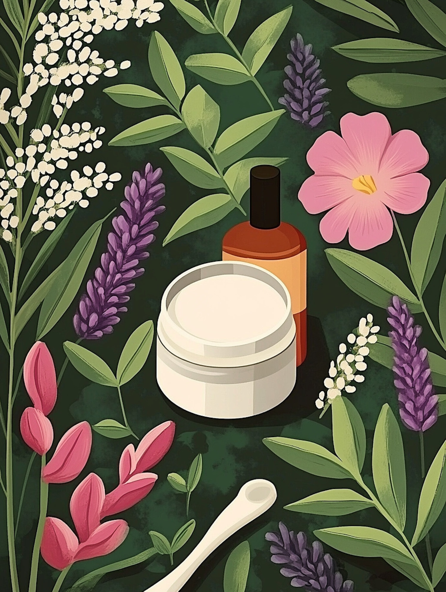 Botanical Skincare Illustration