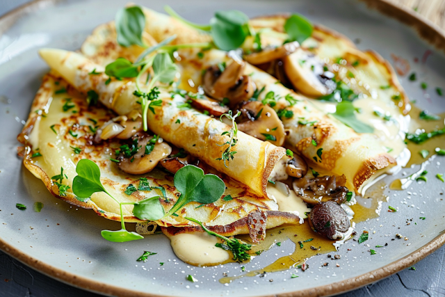 Gourmet Crepes with Mushrooms and Herbs