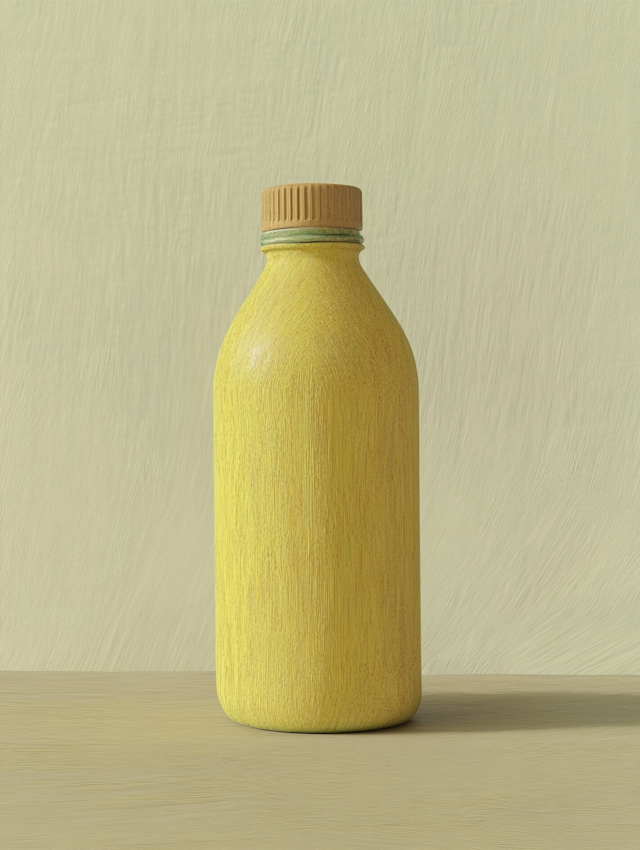 Yellow Bottle on Monochromatic Background