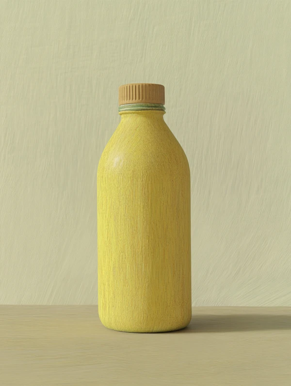 Yellow Bottle on Monochromatic Background