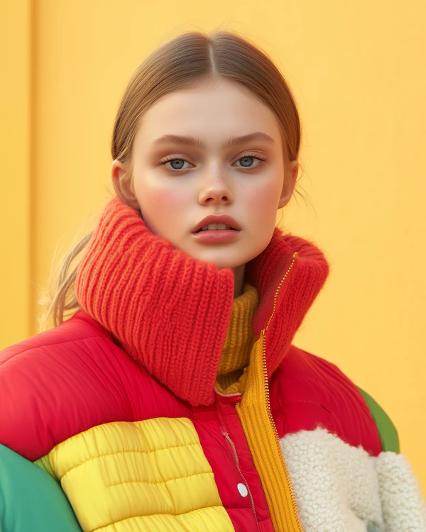 Portrait of a Young Woman in Vibrant Fashion