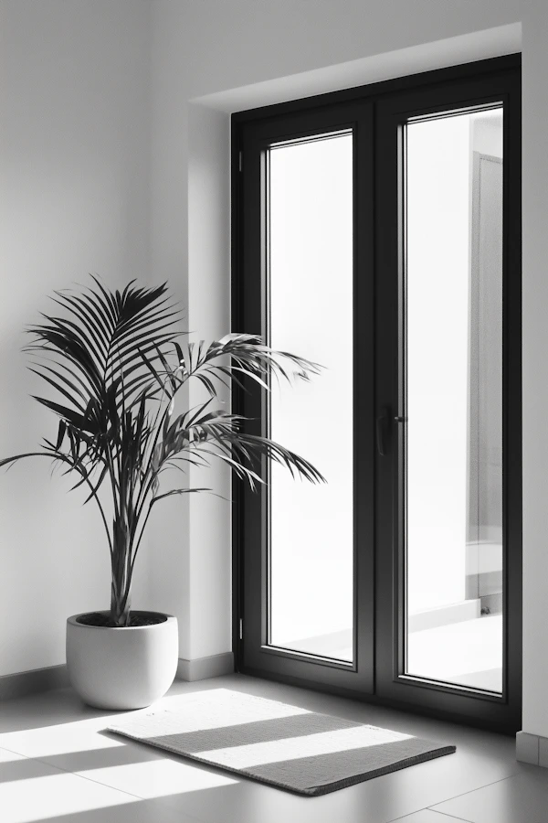 Serene Indoor Setting with Potted Plant