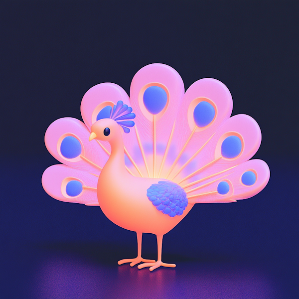 Stylized 3D Peacock Illustration