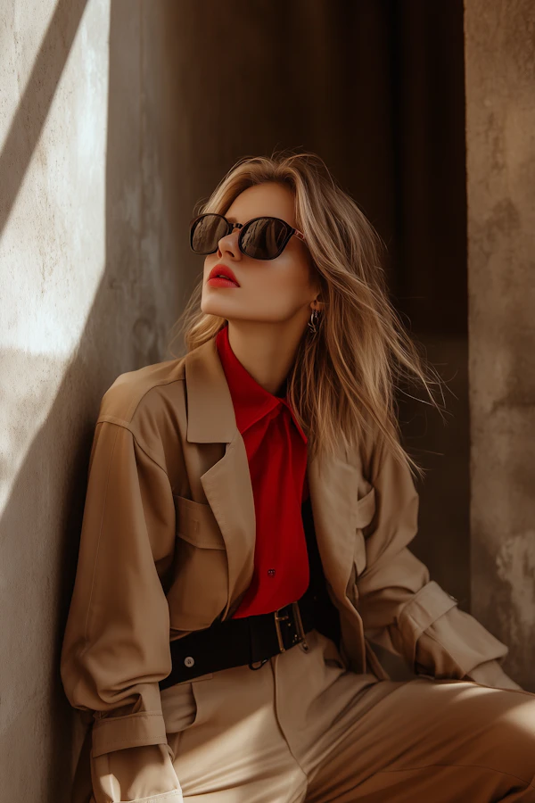 Elegant Woman in Trench Coat