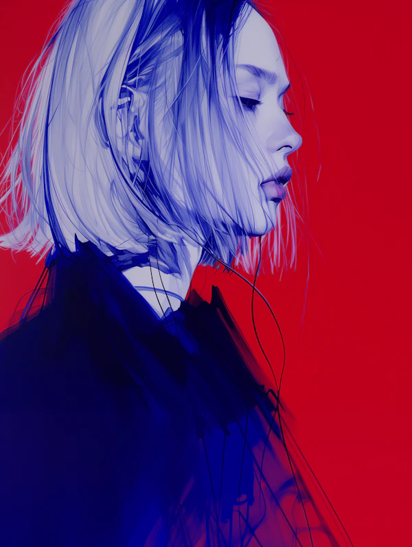 Stylized Portrait with Blue Tones