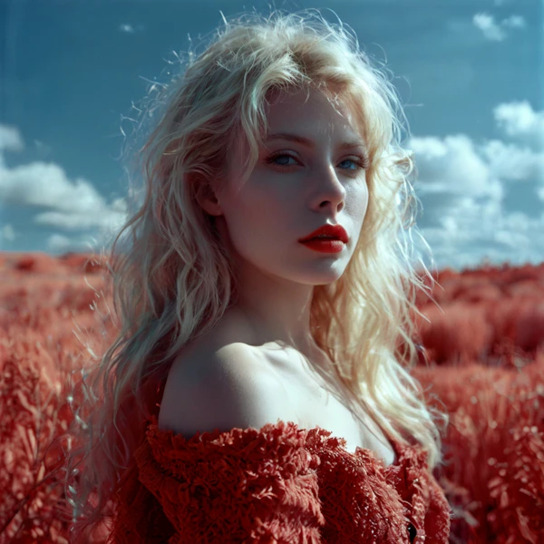 Contemplative Woman in Surreal Landscape