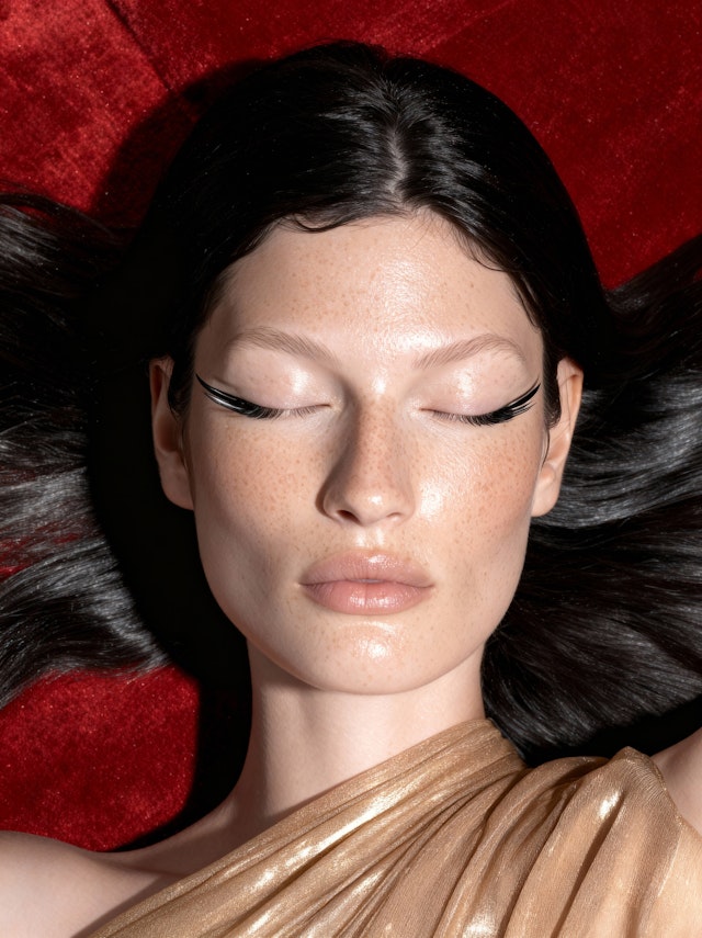 Golden Portrait on Red