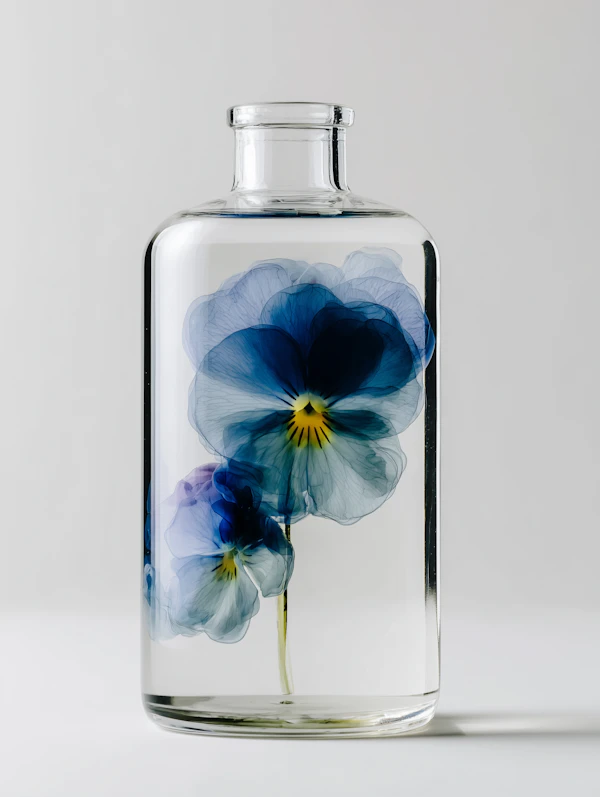 Glass Bottle with Pansies
