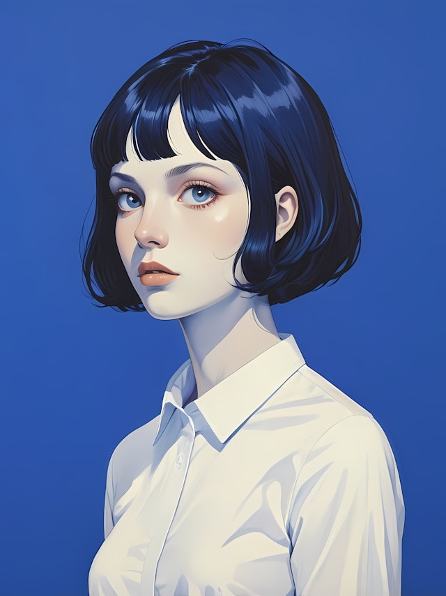 Blue-Haired Woman Portrait