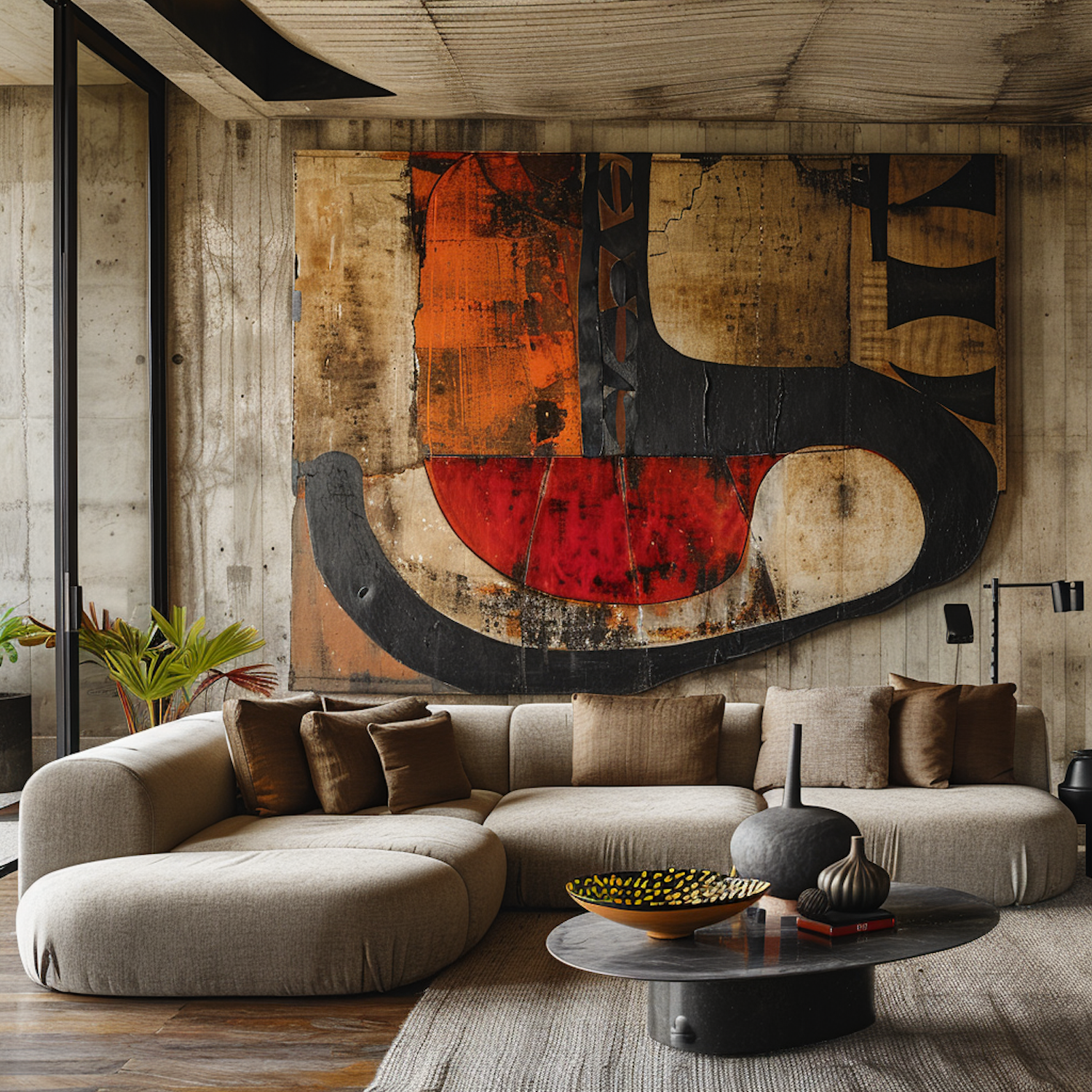 Sophisticated Living Room with Abstract Art