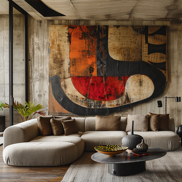 Sophisticated Living Room with Abstract Art