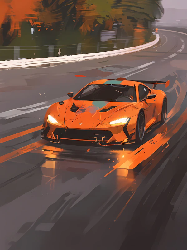 Orange Sports Car Racing