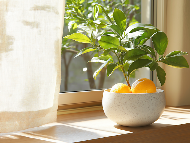 Serene Citrus Plant on Windowsill