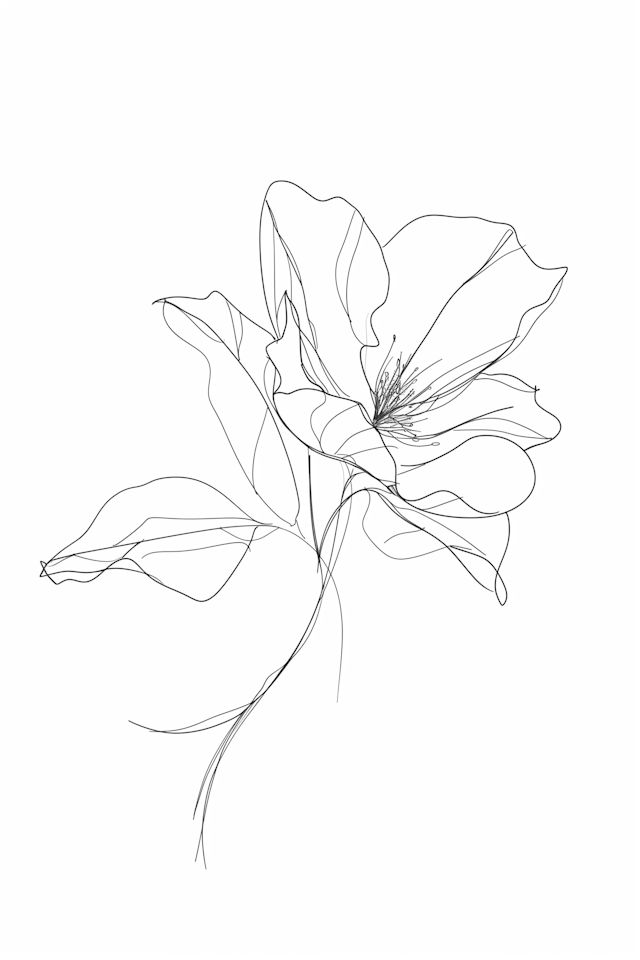 Delicate Line Drawing of a Flower