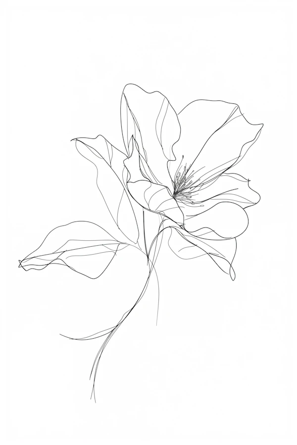 Delicate Line Drawing of a Flower