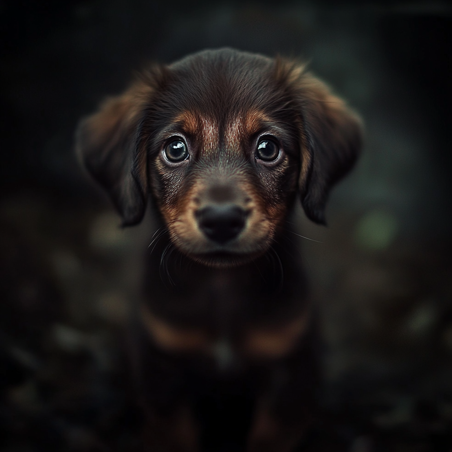 Close-up of Puppy with Expressive Eyes