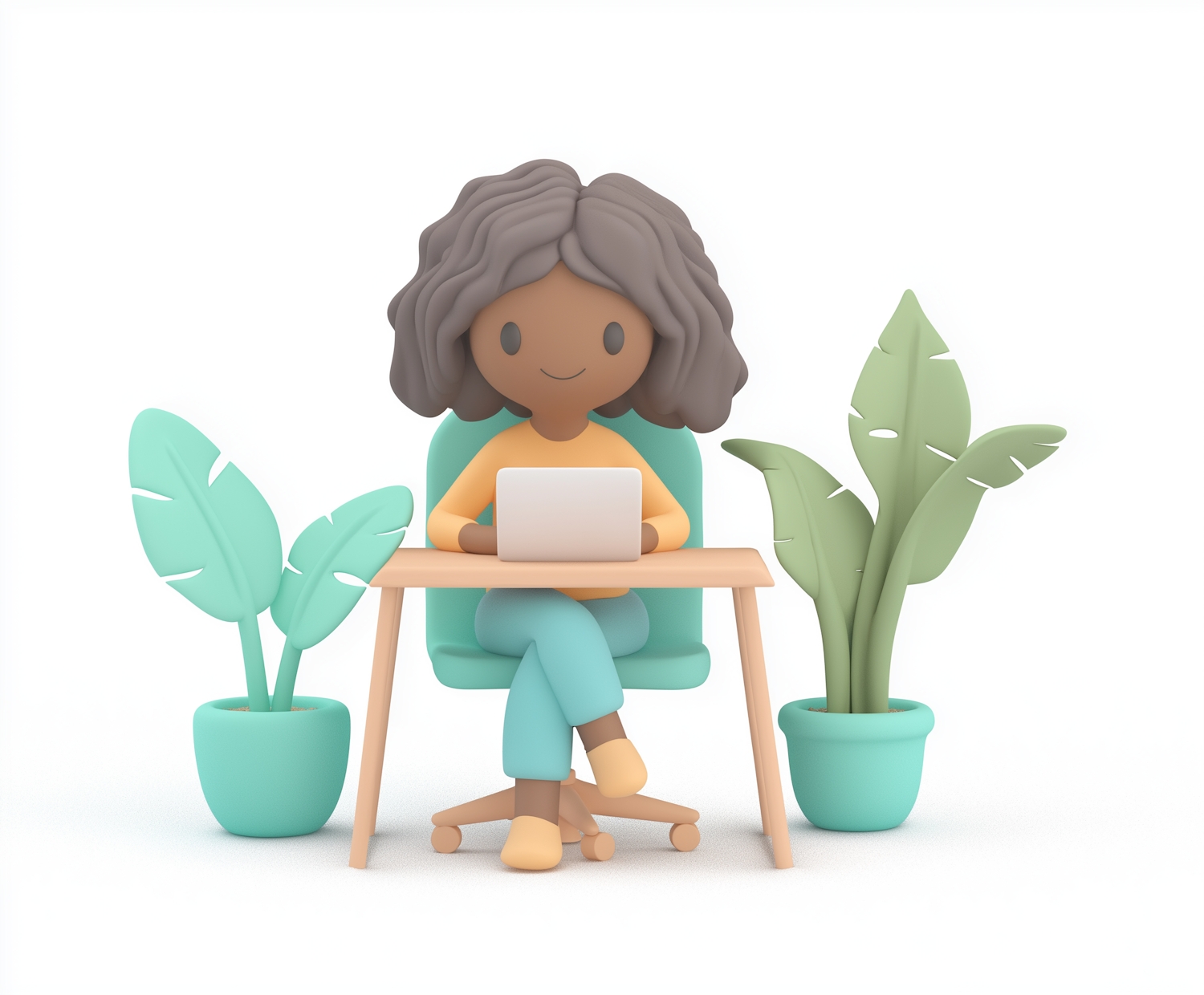 Animated Joyous Woman Working on Laptop